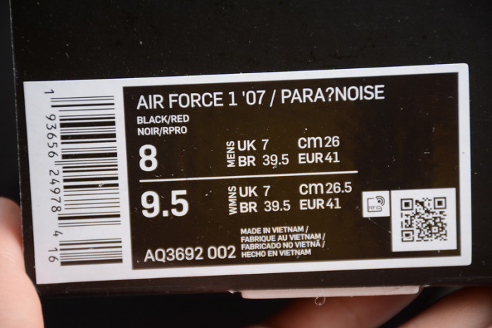 PEACEMINUSONE X Nike Air Force1 GD Black Red AQ3692-002